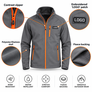 Chaqueta Softshell Personalizada OEM para Hombre, Chaqueta de Invierno Transpirable e Impermeable para Senderismo, Escalada y Pesca - Product Image 6