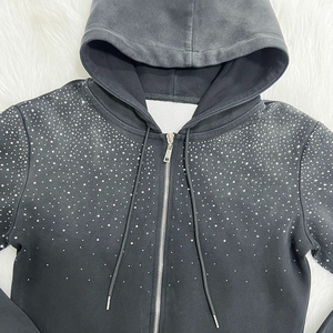 2026 Custom Logo Printing Jogging Wear Men Rhinestones Tracksuit <b>Top</b> Quality Custom Heavyweight <b>Distressed</b> Rhinestone Tracksuit - Product Image 5