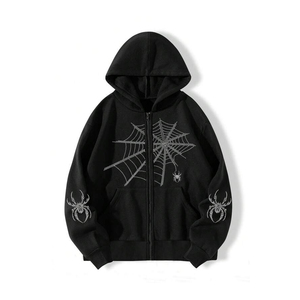 Hot Sale New Arrival Winter Men's <b>Rhinestone</b> Zipper-Up Hoodie Plaid Pattern Fleece Casual Fashion Men <b>Rhinestone</b> <b>Hoodies</b> - Product Image 1