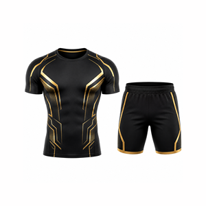 Ensemble de sport pour homme : T-shirt et short de course légers et unis pour l'été – Tenue de sport, gym, fitness, entraînement athlétique, performance optimale - Product Image 1