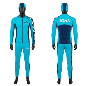 Traje de baño deportivo premium de poliéster y spandex de 220 GSM, gris, de manga larga, con diseño de paneles y logotipo personalizado por transferencia térmica. - Product Image 5