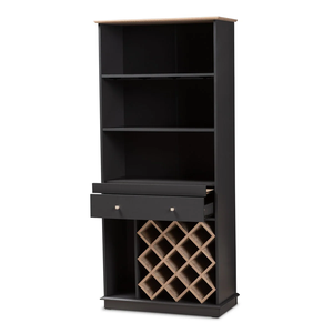 Nisto Tall <b>Bar</b> Unit Modern Wooden Wine and Liquor Storage Cabinet with Glass Holder <b>Shelves</b> Freestanding Home Furniture - Product Image 3