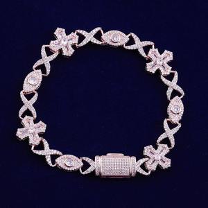 Luxury 925 Silver Rhodium Plated Flower Chain <b>Bracelet</b> Pave Setting Diamond Unisex Everyday Wear Jewelry - Product Image 3