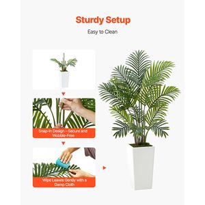 Set di 2 Palme Areca Artificiali da 120 cm con Protezione Anti-UV, Bianche, in Vaso Alto, Pianta Finta da Pavimento in Seta, Grande Albero Decorativo - Product Image 4