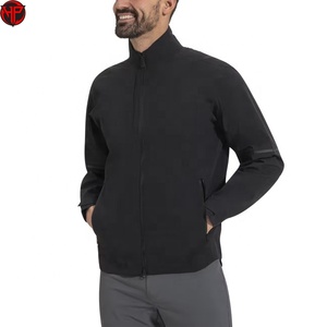 Veste de golf noire en tricot, fermeture éclair sur le devant, logo, légère, sportive, athlétique, pour l'entraînement sur le parcours, veste de pluie - Product Image 1