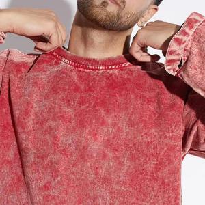 Bulk drop shoulder crewnecks mens daily wear sweatshirts for Menswear Brands Custom acid wash sweatshirts - Product Image 2