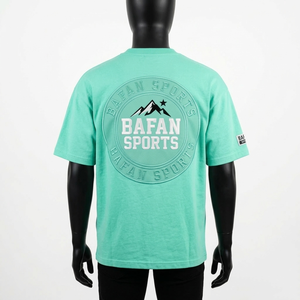 T-shirt en coton premium coupe ample pour homme, vert menthe, avec logo imprimé surdimensionné, personnalisé, 100% coton, coupe ample, imprimé. - Product Image 2