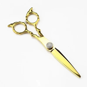 Tijeras de Peluquería Profesionales Japonesas 440 de Alta Gama, Tijeras Cruzadas para Corte y Entresacado de Cabello, Doradas - Product Image 4