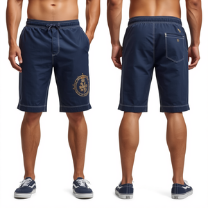 Pantalones Cortos de Hombre de Lujo con Bordado Inspirado en el Escudo Real y Diseño de Moda Premium - Product Image 3