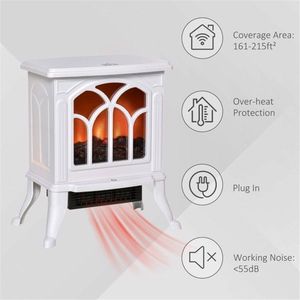 Caminetto Elettrico Moderno da 17 Pollici 750W/1500W con Vetro Bianco e Display LED per Casa, Hotel e Decorazione Domestica, Autoportante - Product Image 4