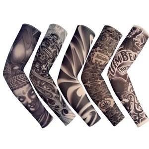 Mangas de Ciclismo con Diseño de Tatuaje, Protección Anti-UV para Adultos, Unisex, Material de Poliéster - Product Image 1