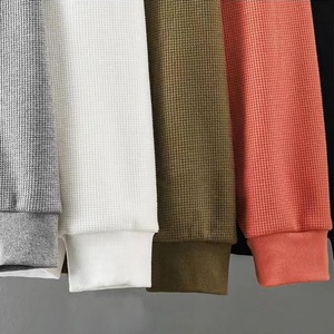 Men Short Sleeve Waffle Knit Streetwear Shirt Quarter Zip Cotton Blend Casual Regular Fit <b>Thermal</b> Pullover <b>Top</b> Quick Dry - Product Image 4
