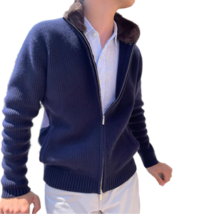 Cardigan en laine confortable pour homme, col rond, anti-boulochage, épais, double fermeture éclair, grande taille, tricoté, ODM, saison hiver - Product Image 1