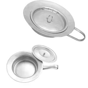 Bassin de lit rond manuel en acier inoxydable de haute qualité, réutilisable, avec couvercle, antirouille, pour usage médical hospitalier, certifié CE - Product Image 1