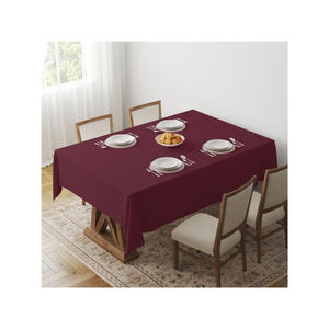 Nappe élégante en coton uni bordeaux 140x240cm 220 GSM avec surpiqûre zigzag rouge pour la salle à manger moderne et la vente en gros - Product Image 5