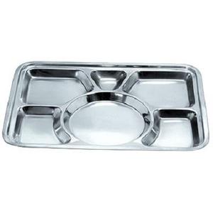 Bandeja Rectangular para Almuerzo, de Acero Inoxidable Electrolítico, Antiadherente, Minimalista, con 7 Compartimentos, Reutilizable y Ecológica, para Comida Rápida - Product Image 1