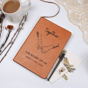 สมุดบันทึกหนังสีน้ำตาลคู่รักแบบสั่งทำพิเศษ ขนาด A5 เข้าเล่มแบบ Thermal Binding ของขวัญวันวาเลนไทน์/วันครบรอบ  รุ่น Al-Amir - Product Image 6
