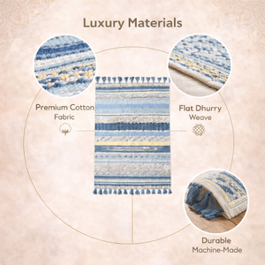 Alfombra Dhurry de Algodón Premium |   Alfombra Plana de Microfibra Gruesa con Base Antideslizante para Sala de Estar y Pasillo - Product Image 6