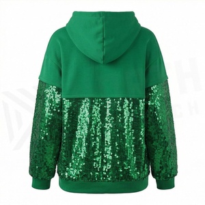 Sweat à capuche personnalisé avec logo surdimensionné, manches longues, paillettes brillantes, couleur personnalisée, coupe ample décontractée, streetwear, hiver - Product Image 2