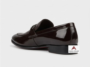 <b>Men's</b> <b>Patent</b> Loafers for Embossed Pattern Pointed Toe Slip-On Dress <b>Shoes</b> Anti-Slip Breathable Elegant Buckle Decoration - Product Image 4