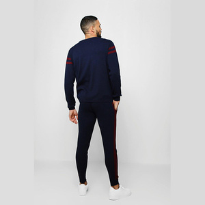 Conjunto Deportivo Unisex Azul Marino, Sudadera de Cuello Redondo y Manga Larga con Pantalones con Cordón, Color Sólido, Estilo Casual para Otoño, Corte Regular - Product Image 6