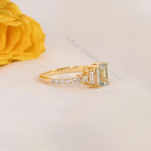 Natural <b>Emerald</b> Cut Aquamarine Wedding Party <b>Ring</b> 925 Sterling <b>Silver</b> Solid Gold Luxury Fine Jewelry OEM ODM Wholesale Supplier - Product Image 3