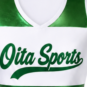 Ensemble d'uniforme de cheerleading sublimé blanc et vert sans manches, haut court et jupe pour équipe sportive, tenue de performance et d'entraînement - Product Image 5