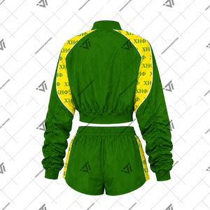 Ropa al por mayor de la hermandad griega Chi Eta Phi, conjunto deportivo de 2 piezas para mujer, chaqueta cortavientos y pantalones cortos. - Product Image 2