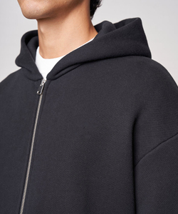 Sudadera con capucha extragrande con cremallera y logotipo personalizado para hombre, de algodón grueso y forro polar, estilo urbano, con hombros caídos, cremallera completa, venta al por mayor OEM - Product Image 6