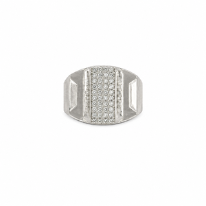 925 <b>Sterling</b> <b>Silver</b> Micro Pave Cubic Zirconia Signet <b>Ring</b> for <b>Men</b> Wedding Party Gift High Polish Finish - Product Image 2