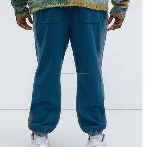 Customized Wide <b>Leg</b> Sunfaded Cotton Fleece Vintage Trackpants Mens Streetwear Baggy Joggers Wholesale. - Product Image 3