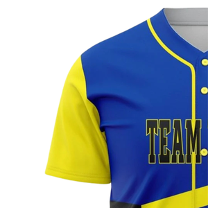 Maillot de baseball personnalisé bleu et jaune pour hommes, respirant, uniforme d'équipe de softball, chemise de sport athlétique pour équipes - Product Image 4