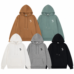 เสื้อฮู้ดดี้ SINEWY แบบ unisex ทรงโอเวอร์ไซส์ ผ้าฝ้ายถัก สีพื้น เรียบง่าย สวมใส่สบาย เหมาะสำหรับฤดูใบไม้ร่วง มีกระเป๋าหน้า ดีไซน์ระบายอากาศได้ดี - Product Image 2