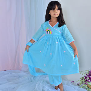 Wholesale Supply Girls Casual Long <b>Kurti</b> with Sky Color <b>Kurti</b> for Comfortable Daily Wear Top for All Seasons at Affordable Rate - Product Image 3