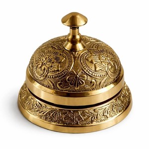 Compact Brass Service Desk Bell Loud <b>Clear</b> Ring for Reception Counter Home Hotel Restaurant <b>Table</b> Office Desk & Hospitality Use - Product Image 1