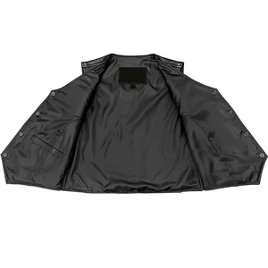 Gilet sans manches en cuir respirant pour homme MIRZ INTERNATIONAL, modèle 0017, avec fermeture éclair et col en V, idéal pour la moto en hiver - Product Image 2