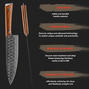 Couteau de Chef Premium 8 Pouces en Acier Japonais 67 Couches Damas avec Manche en Bois de Rose pour Vente en Gros et Logo Personnalisé - Product Image 5