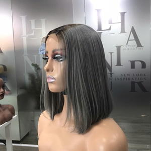 Hueso recto venta al por mayor 100% virgen vietnamita cabello humano peluca larga Ombre Color gris Super doble extensión de cabello dibujado - Product Image 5