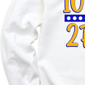 Sudadera con cuello redondo de 10 perlas y dos rubíes, color blanco, con letras griegas personalizadas, estilo casual, de manga larga, de forro polar - Product Image 4