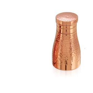 Jarra de agua artesanal de cobre puro para mesita de noche con tapa de vidrio integrada, botella ayurvédica martillada para la inmunidad y la digestión, en oferta. - Product Image 1