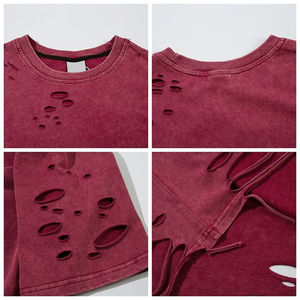 Camisetas de Hombre 100% Algodón, Estilo Desgastado, Manga Corta, Cuello Redondo, Lisas, Ecológicas, de Secado Rápido, con Logotipo Personalizado, Venta al Por Mayor de Fábrica - Product Image 5