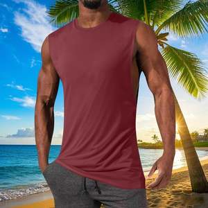 Camiseta sin mangas de algodón liso, de gran tamaño, transpirable, ecológica, de peso pesado, con cuello redondo, corte holgado y estilo cropped, con lavado ácido, para hombre, ¡la más vendida! - Product Image 4