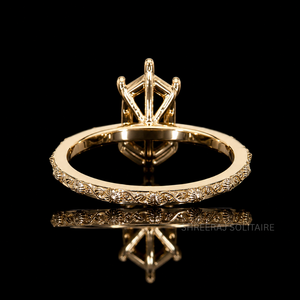 Bague de fiançailles minimaliste semi-montée Marquise néerlandaise en or 14K 18K, platine, or plaqué rhodium, pour diamant de laboratoire, monture 1 carat - Product Image 4