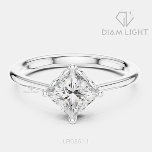 Bague de mariage taille princesse 0,78 carat, bijoux fins, certifiée IGI, or blanc 14 carats, diamant de laboratoire, bague de fiançailles et de mariage - Product Image 1