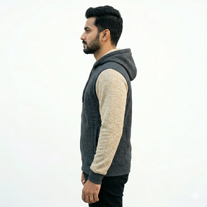 Latest Men's 2026 27 Hooded Zip-Up Sweatshirt Regular <b>Fit</b> Solid Color Casual Raglan Sleeve French Terry Autumn Wear - Product Image 4