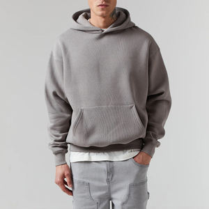 Sudadera con capucha extragrande de felpa francesa gruesa personalizada al por mayor, con bordado esencial y estampado en relieve - Product Image 4