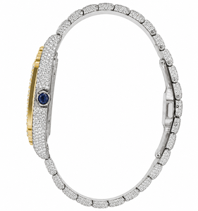 Montre Classique Citizen pour Homme, Luxe Hip Hop, Cadran Squelette Moissanite VVS Entièrement Sertie, Boîtier Carré Bicolore Or et Argent, Mouvement Quartz - Product Image 2