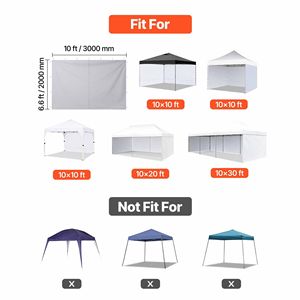 Paredes Laterales para Carpa de 10x10 Pies, Impermeables, con Protección Solar, Accesorios para Carpas de Exterior - Product Image 2