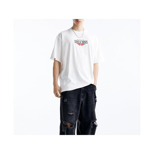 เสื้อยืดคอกลมแขนสั้นสีขาวทรงโอเวอร์ไซส์สำหรับผู้ชาย ลายพิมพ์ตัวอักษรด้านหน้า ยี่ห้อ Guns N Roses ผ้าฝ้าย สไตล์ลำลอง - Product Image 1