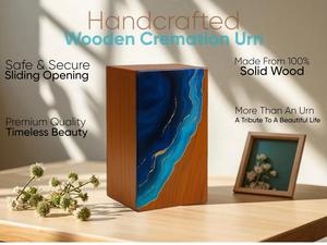 Handmade Rosewood Cremation Urn with Pink Resin <b>Memorial</b> <b>Keepsake</b> <b>Box</b> for human ashes medium size 9x5.5 urn <b>box</b> - Product Image 6